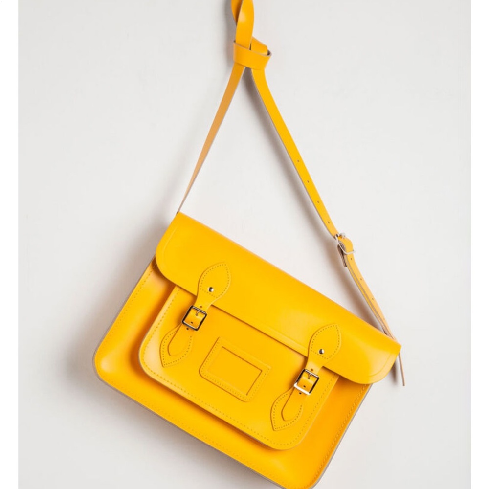 14” Cambridge Satchel Tote Laptop Bag Yellow
